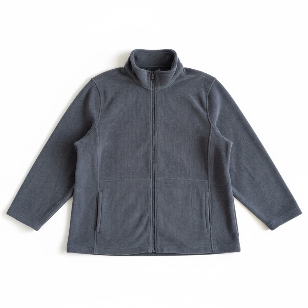 NWT Lands’ End Full Zip Fleece Jacket Gray Soft Warm Outdoor Layer Men’s 2X